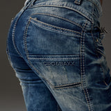 WD175 Jeans de ajuste delgado de mujeres con costuras decorativas en forma recta