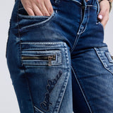 WD200B Damen bequeme Jeans mit niedriger Taille in Skinny Fİt