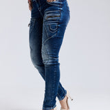 WD200B Damen bequeme Jeans mit niedriger Taille in Skinny Fİt