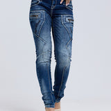 WD200B Damen bequeme Jeans mit niedriger Taille in Skinny Fİt