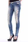 WD211 Femmes Slim-Fit Jeans dans un look usagé