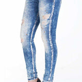 WD211A jeansy damskie slim fit z przetarciami