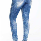 WD211A jeansy damskie slim fit z przetarciami