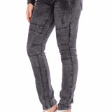 WD252 jeansy damskie slim-fit z przeszyciami