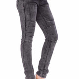 WD252 jeansy damskie slim-fit z przeszyciami