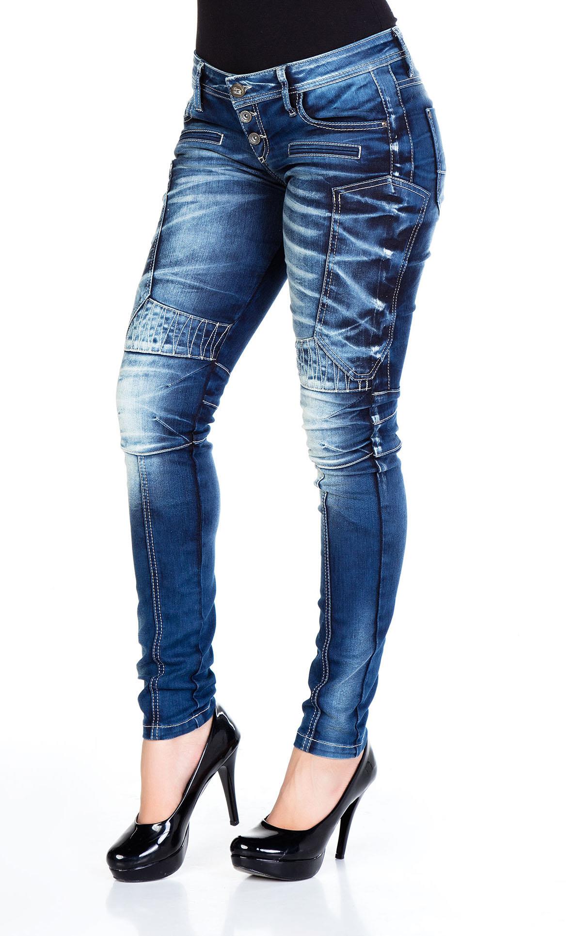 WD255 women's comfortable jeans in a biker style in Slim Fit