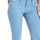 WD256A Jeans femme coupe slim avec poches brodées