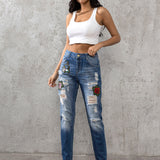 WD303 women mom jeans in the destroyed look