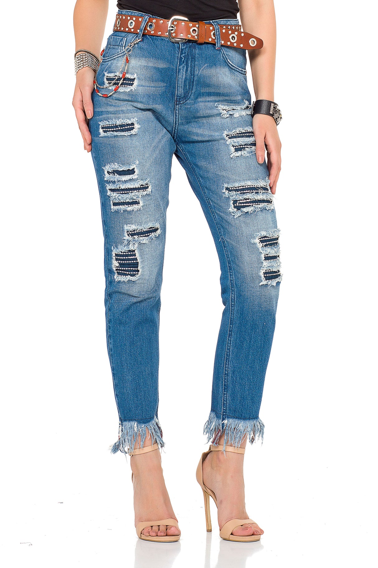 WD304 vrouwen comfortabele jeans met een speciale uitgesneden look