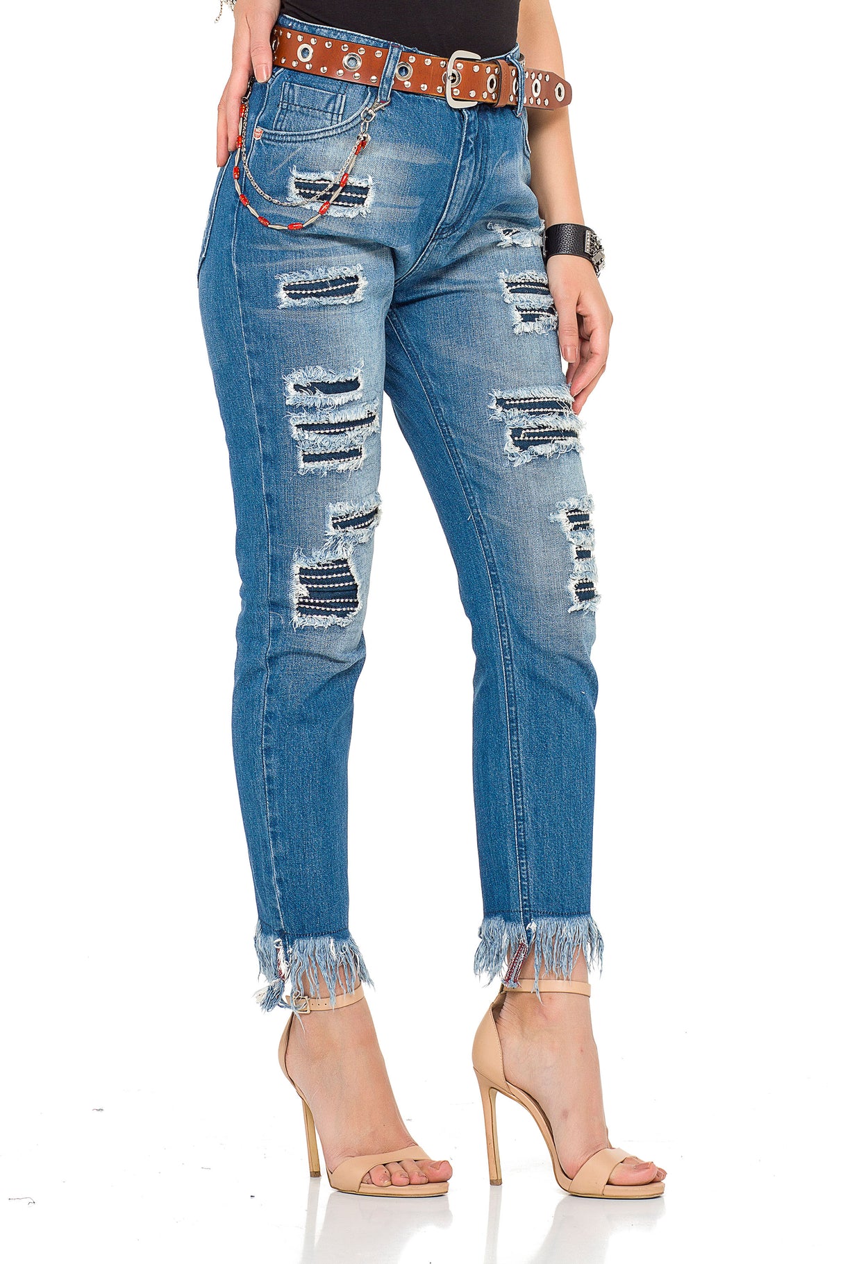 WD304 vrouwen comfortabele jeans met een speciale uitgesneden look