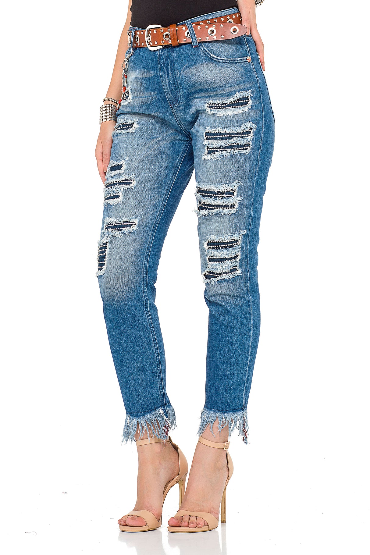 WD304 vrouwen comfortabele jeans met een speciale uitgesneden look
