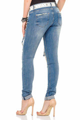 WD338 Comfortabele Dames Jeans met speciale Destroyed-Elementen in een Skinny Fit