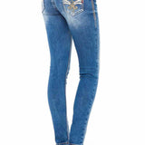 WD343 Damen Röhrenjeans mit Stickereien auf den Gesäßtaschen