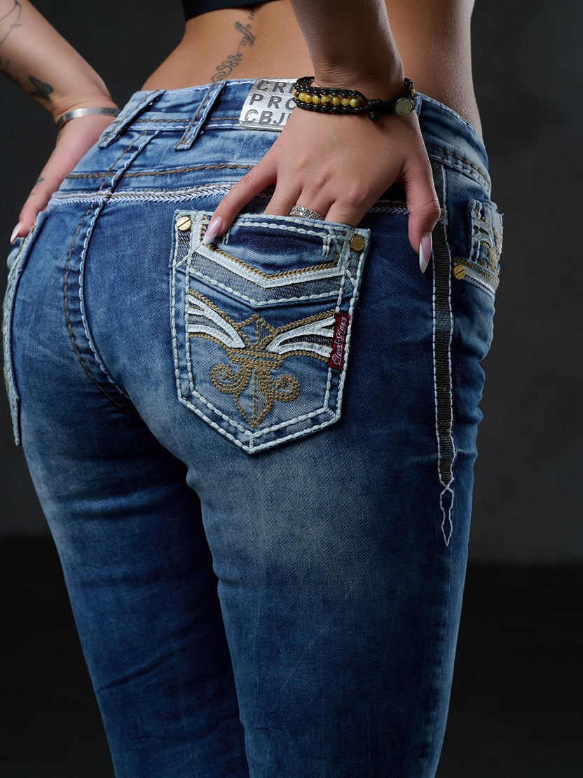 WD343 Skinny Jeans para Mujer con Bordados