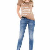 WD344 Mujeres Jeans delgados en Corte de ajuste delgado
