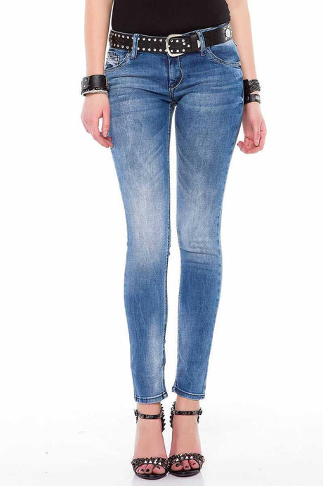 WD344 Mujeres Jeans delgados en Corte de ajuste delgado