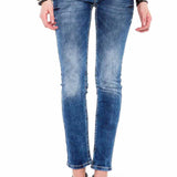WD352 Damen Slim-Fit-Jeans mit coolen Nahtdesigns in Straight Fit