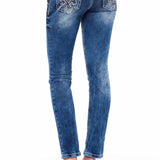 WD352 Damen Slim-Fit-Jeans mit coolen Nahtdesigns in Straight Fit