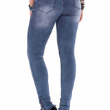 WD355 Damen bequeme Jeans in verwaschener Optik