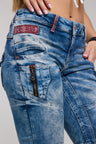 WD358 Comfortabele Dames Jeans met modieuze decoratieve Stiksels