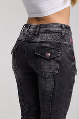 WD358 Comfortabele Dames Jeans met modieuze decoratieve Stiksels