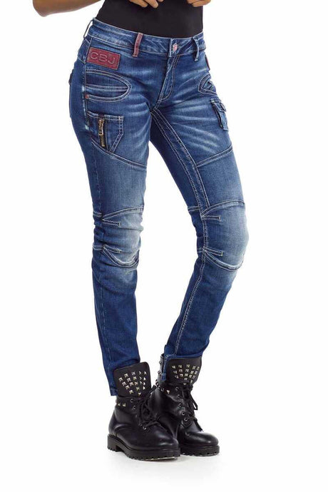 WD358 Damen bequeme Jeans mit modischen Ziernähten