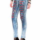 WD375 Jean tube féminin avec sacs de pierres précieuses en ajustement maigre