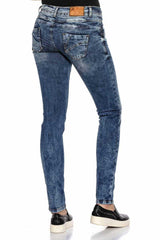 WD379 dames slanke jeans met een koele dubbele bundel in magere pasvorm