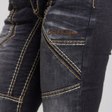 WD382 Slim-FIt Dames Jeans met extravagant Naaddesign in Straight Fit