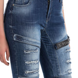 WD383 Skinny Fit Dames Jeans in coole Biker-Look 