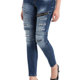 WD383 Damen Röhrenjeans im coolen Biker-Look in Skinny Fit
