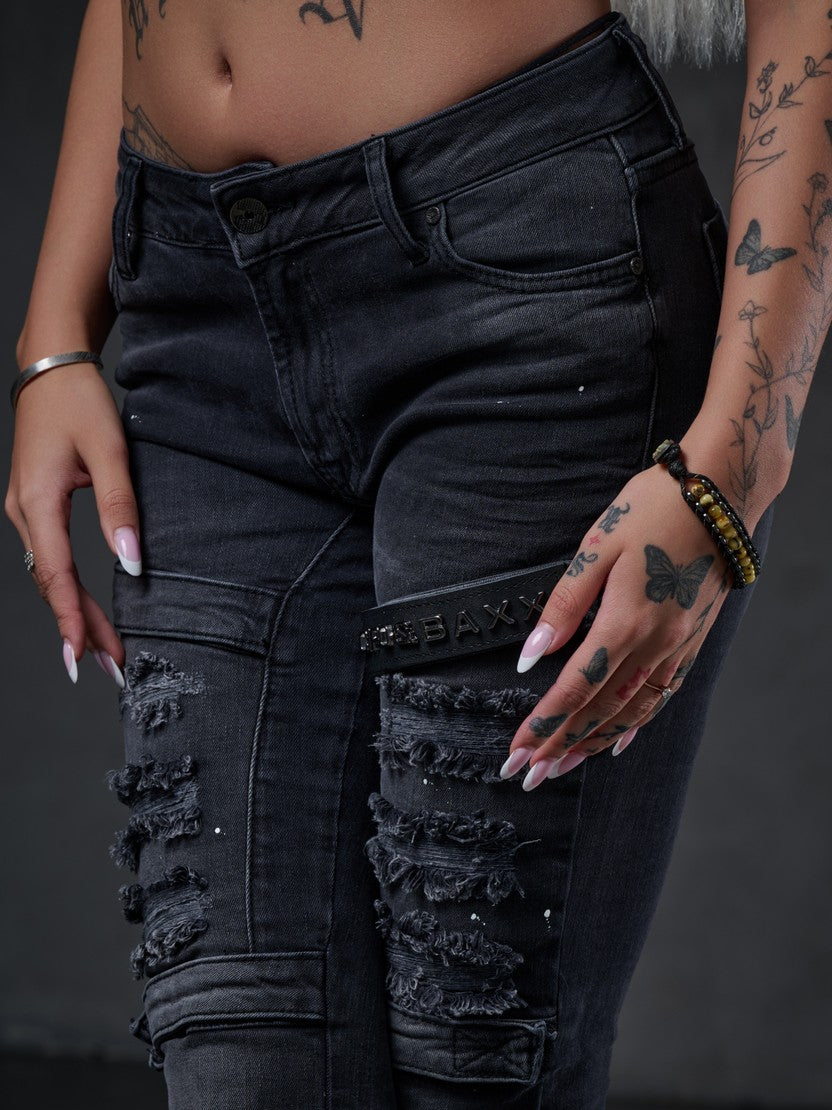 WD383 Jeans Skinny para mujeres estilo motociclista 