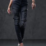 WD383 Skinny Fit Dames Jeans in coole Biker-Look 