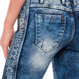 WD390 Women Slim-Fit Jeans with Side Strip in the Glitzer Look