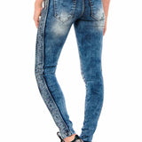 WD390 Women Slim-Fit Jeans with Side Strip in the Glitzer Look