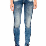 WD390 Women Slim-Fit Jeans with Side Strip in the Glitzer Look