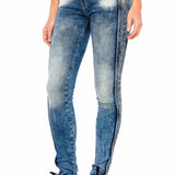WD390 Women Slim-Fit Jeans with Side Strip in the Glitzer Look