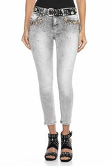 WD407 women Slim-Fit jeans with a great stone trimmings in Skinny-Fit