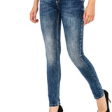 WD427 Comfortabele Dames Jeans met steenversiering en Merkborduursel