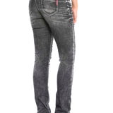 WD432 Women's tube jeans with trendy destroyed elements