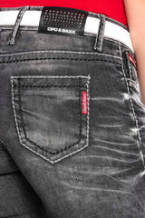 WD432 Women's tube jeans with trendy destroyed elements