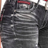 WD432 Women's tube jeans with trendy destroyed elements