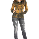 WD432 Women's tube jeans with trendy destroyed elements