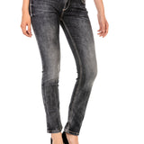 WD436 Jeans slim pour femmes avec broderies frappantes