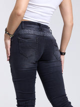 WD437 Jeans Slim-Fit avec coutures décoratives à la mode