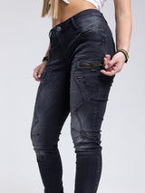 WD437 Jeans Slim-Fit avec coutures décoratives à la mode