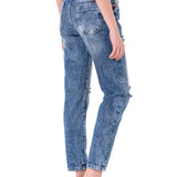 WD447 Damen 7/8-Hose in lässiger Used-Waschung