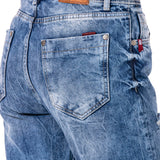 WD447 Damen 7/8-Hose in lässiger Used-Waschung
