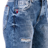 WD447 Damen 7/8-Hose in lässiger Used-Waschung