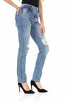 WD452 Vrouwen slanke jeans met coole vernietigde elementen